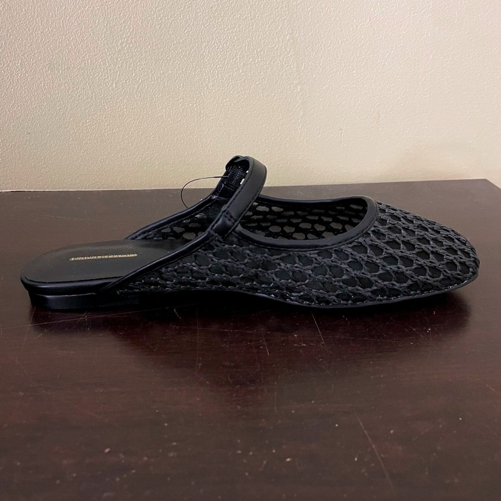 Banana Republic Womens Black Woven Mesh Mary Jane Mules Flats Size 9 - Picture 5 of 6